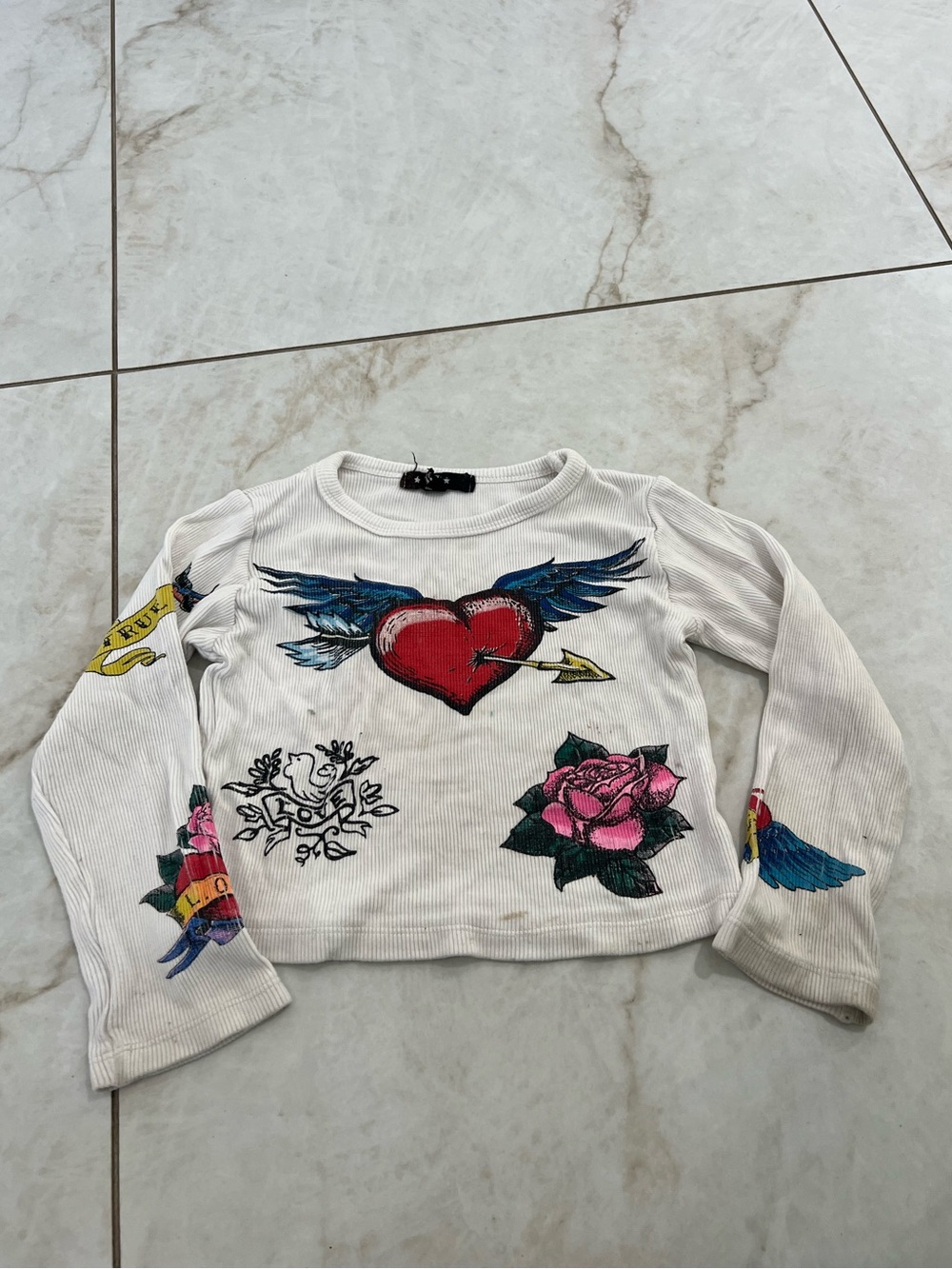 Flowers By Zoe White Heart T-Shirt Size 4